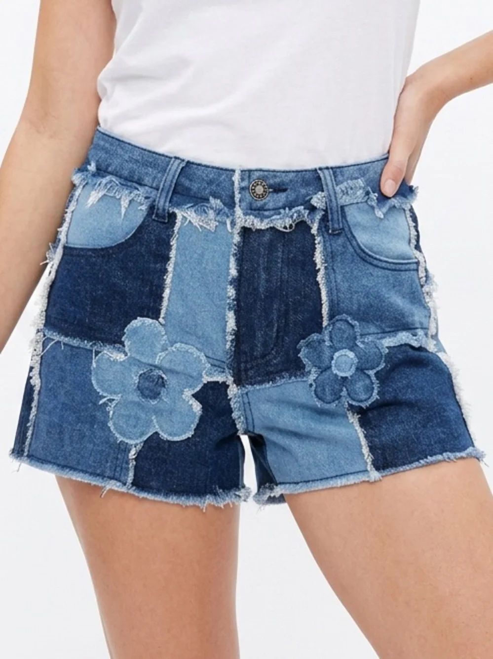 DELIAS | NEW Patchwork Floral Denim Jean Shorts Blue Women’s Size Small